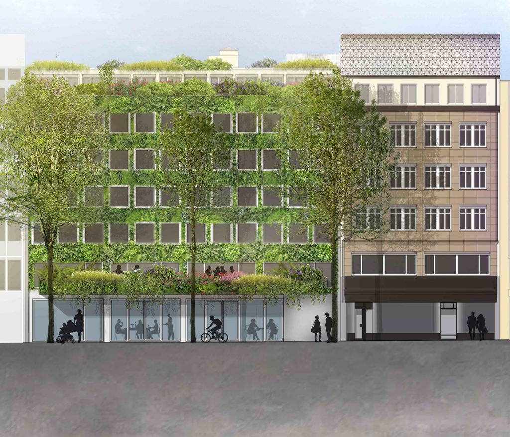 Projektvisualisierung: So soll die Fassade dereinst an der Löwenstrasse in Zürich aussehen.