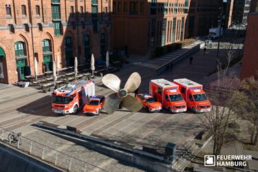 Elektrische Einsatzfahrzeuge der Feuerwehr Hamburg.