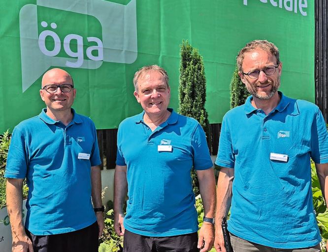 ÖGA-Messeleitung mit (v,.,l.) Rolf Matter (Medien), Michael Flühmann (Präsident) und Othmar Ziswiler (Geschäftsführer)