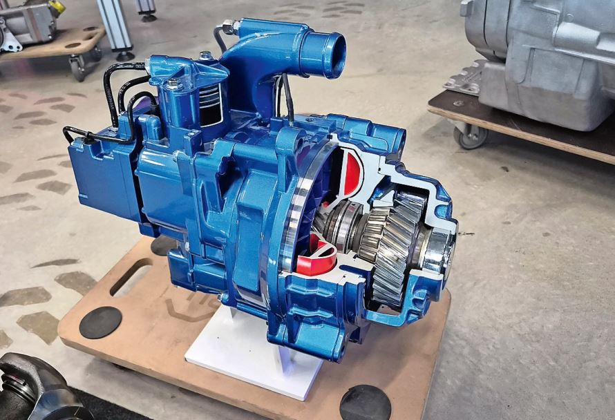 Schnittmodell der exklusiv von Mercedes-Benz Trucks angebotenen hydrodynamischen Anfahrkupplung TRK von Driventic.